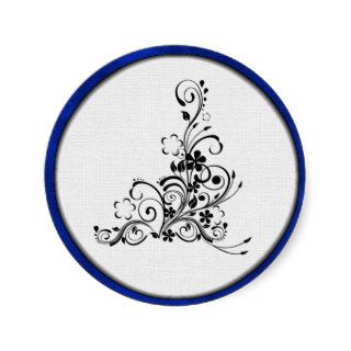 Blue Velvet, Black Flourish Wedding Sticker