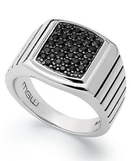 Mens Sterling Silver Ring, Black Sapphire Square Ring (1 ct. t.w.)   Rings   Jewelry & Watches