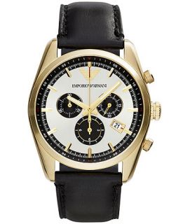 Emporio Armani Unisex Chronograph Black Leather Strap Watch 43mm AR6006   Watches   Jewelry & Watches
