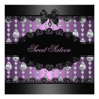 Purple Diamond & Lace Sweet16 Invite
