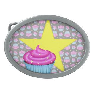 Pink Star Realistic Cartoon Cupcake Belt Buckles