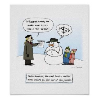 Greedy Frosty   Funny Christmas Cartoon Print