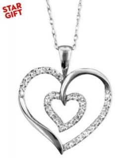 Diamond Necklace, 10k White Gold Diamond Baguette Swirl Heart Pendant (1/2 ct. t.w)   Necklaces   Jewelry & Watches