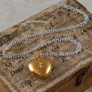 gold and white topaz star heart locket necklace by otis jaxon silver and gold jewellery