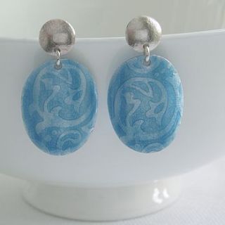 enamel and silver dome earrings by anna clark studio