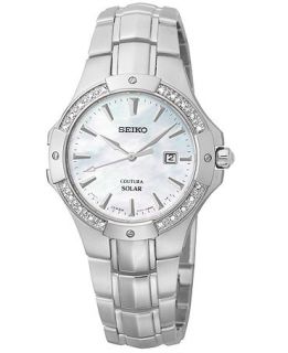 Seiko Womens Coutura Solar Diamond Accent Stainless Steel Bracelet Watch 29mm SUT123   Watches   Jewelry & Watches