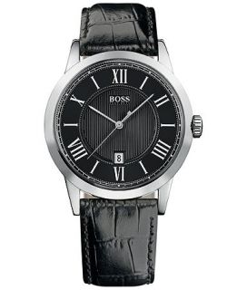 Hugo Boss Watch, Mens Black Croc Embossed Leather Strap 1512429   Watches   Jewelry & Watches
