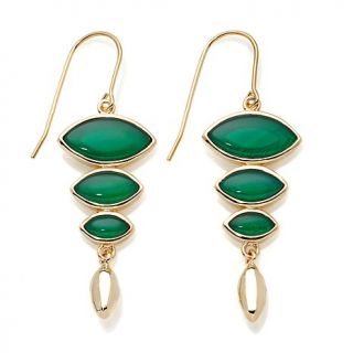 Technibond® 3 Tiered Marquise Green Agate Drop Earrings