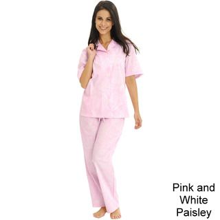 Del Rossa Women's Classic Woven Cotton Top and Pants Pajama Set Alexander Del Rossa Pajamas & Robes