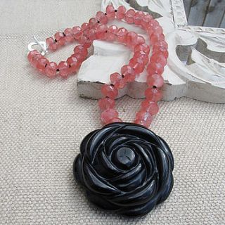 black rose and cherry necklace by sarah kavanagh jewellery