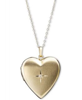 Childrens 14k Gold Pendant, Diamond Accent Heart Locket   Necklaces   Jewelry & Watches