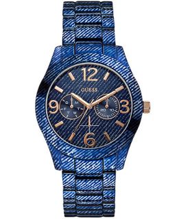 GUESS Womens Blue Denim Print Stainless Steel Bracelet Watch 39mm U0288L1   Watches   Jewelry & Watches