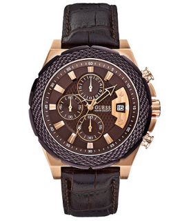 GUESS Mens Chronograph Brown Croco Leather Strap 46mm U0364G3   Watches   Jewelry & Watches