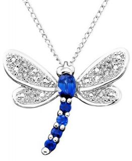 14k White Gold Sapphire (3/8 ct. t.w.) & Diamond Dragonfly Pendant   Necklaces   Jewelry & Watches