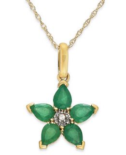 10k Gold Necklace, Emerald (3/4 ct. t.w.) and Diamond Accent Star Pendant   Necklaces   Jewelry & Watches