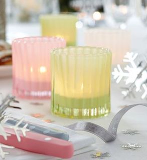pastel tea light holders by the contemporary home