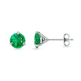 0.9 ct Round Emerald Martini Earrings in Platinum Quality Best Angara Jewelry
