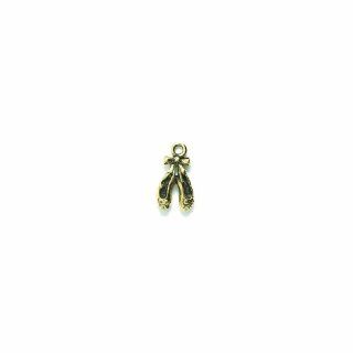 Shipwreck Beads Pewter Ballet Shoes Charm, Antique Gold, 10 by 19mm, 3 Piece