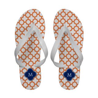 Orange Quatrefoil Pattern Flip Flops