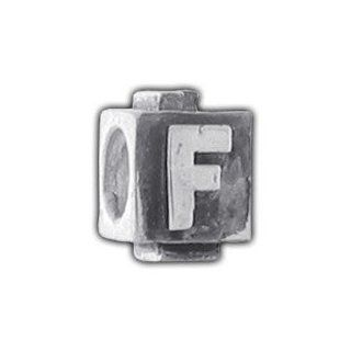 Biagi Silver Tone Puffy Letter Block Initial European Bead Memory Charm   LETTER F   Jewelry