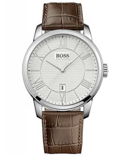 Hugo Boss Mens Classico Brown Leather Strap Watch 43mm 1512973   Watches   Jewelry & Watches
