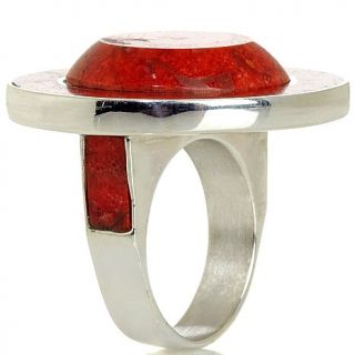 Jay King Contemporary Round Coral Sterling Silver Ring