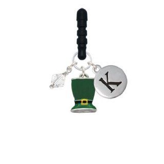 St. Patrick's Day Hat Initial Phone Candy Charm Silver Pebble Initial K Cell Phones & Accessories