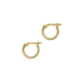 14KT Yellow Gold 1.5mm 3/8 Inch Hoop Earrings Jewelry