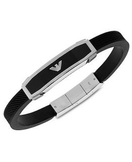 Emporio Armani Mens Bracelet, Stainless Steel Black Onyx Bracelet EGS1543040   Fashion Jewelry   Jewelry & Watches