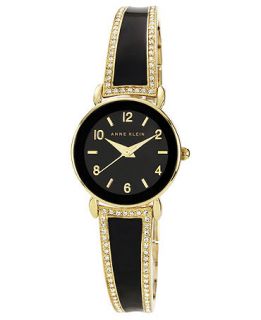 Anne Klein Watch, Womens Black Enamel and Gold Tone Bangle Bracelet 24mm AK 1028BKGB   Watches   Jewelry & Watches