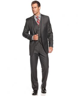 Lauren by Ralph Lauren Suit, Charcoal Solid Vested Slim Fit   Suits & Suit Separates   Men