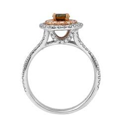18k Two tone Gold 1ct TDW Orange and White Diamond Ring (G H, SI2) One of a Kind Rings