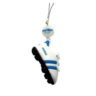 Soccer Shoe Flashing Cell Phone Charm, White w/ Blue Electronics