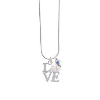 Silver Love with Volleyball AB Swarovski Bicone Charm Necklace [Jewelry] Pendant Necklaces Jewelry