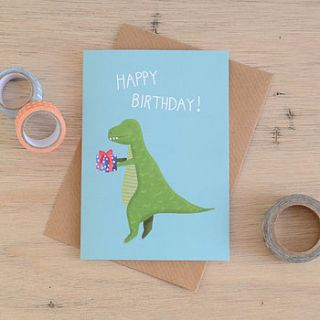 t rex birthday card by hannah stevens