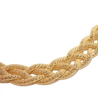 Bellezza "Simonetta" Bronze Diamond Cut Woven Popcorn Link 18" Necklace