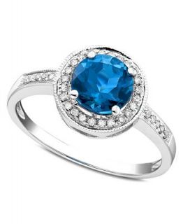 14k White Gold Ring, Blue Topaz (1 5/8 ct. t.w.) and Diamond (1/8 ct. t.w.)   Rings   Jewelry & Watches
