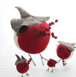 giant hand crafted felt robin with berries by armstrong ward