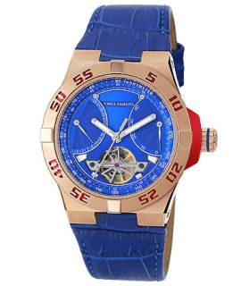 Vince Camuto Mens Automatic Blue Croco Grain Leather Strap Watch 43mm VC 1049BLRG   Watches   Jewelry & Watches