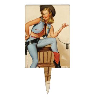 Cowgirl Pin up Girl Cake Topper