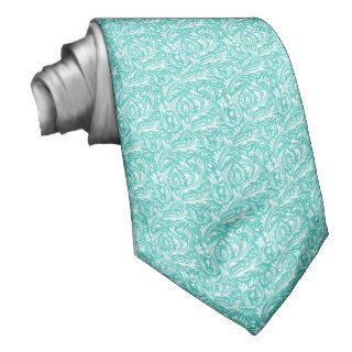 Teal Green & White Paisley Swirl Pattern Tie