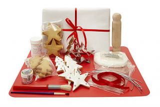 christmas tree hanging biscuit decorating kit by little rose bakery