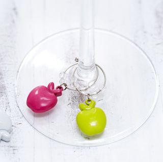 apple or bird wine glass charms with stand by retreat home