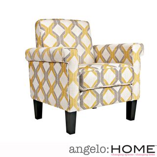 angeloHOME Ennis Modern Deco Yellow Taupe Tilework Chair ANGELOHOME Chairs
