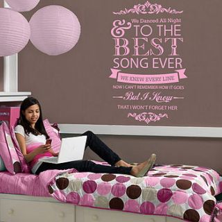 one direction 'best song ever' wall sticker by wall art