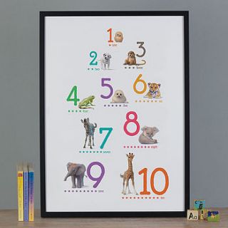 illustrated animals bright alphabet print by little blue zebra