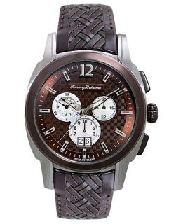 Tommy Bahama Watch, Mens Swiss Chronograph Weekender Dark Brown Woven Leather Strap 44mm TB1245   Watches   Jewelry & Watches