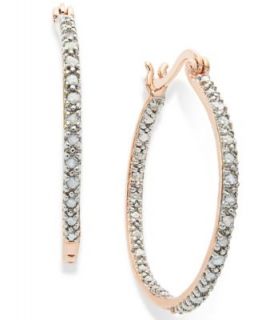 Diamond Earrings, Sterling Silver Diamond Channel Hoops (1/10 ct. t.w.)   Earrings   Jewelry & Watches