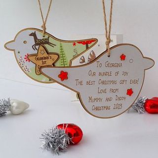 personalised 1st christmas robin keepsake by neltempo