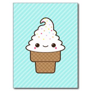 Cute Kawaii Ice Cream with Rainbow Sprinkles Post Card